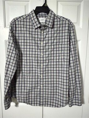 Goodfellow & Co Navy and Gray Plaid Long-Sleeve Button-Down Shirt